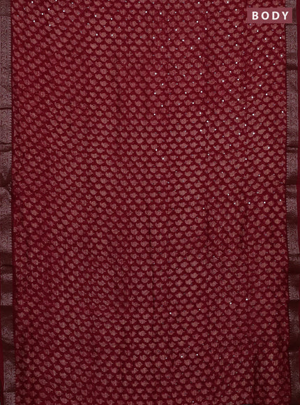 Chanderi silk cotton saree red with allover paisley butta prints & mirror work and banarasi border