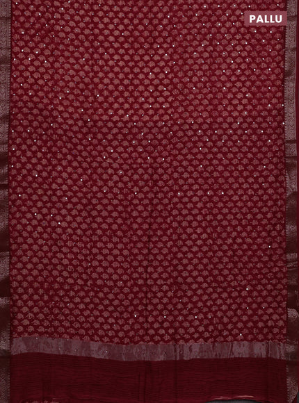 Chanderi silk cotton saree red with allover paisley butta prints & mirror work and banarasi border