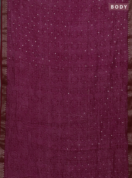 Chanderi silk cotton saree pink and red with allover bandhani prints & mirror work and banarasi border