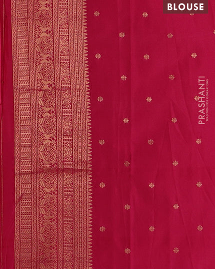 Semi kanchipuram soft silk saree duak shade of purple and pink with allover thread & zari weaves & buttas and zari woven border