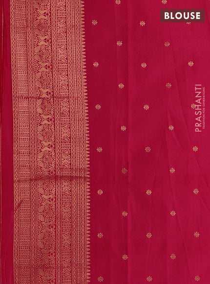 Semi kanchipuram soft silk saree duak shade of purple and pink with allover thread & zari weaves & buttas and zari woven border