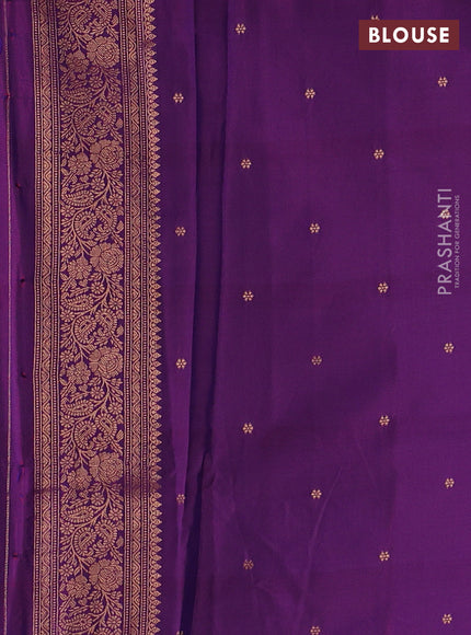 Semi kanchipuram soft silk saree pink and purple with allover thread & zari weaves and zari woven border