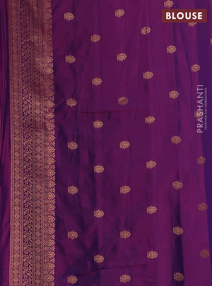 Semi kanchipuram soft silk saree pink and purple with allover thread & zari woven buttas and rettapet zari woven border