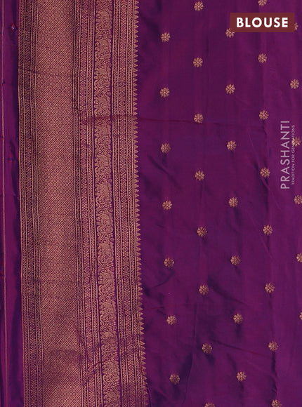Semi kanchipuram soft silk saree pink and purple with allover thread & zari weaves and rettapet zari woven border