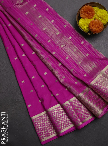 Semi mysore silk saree pink shade with allover zari woven buttas and zari woven border