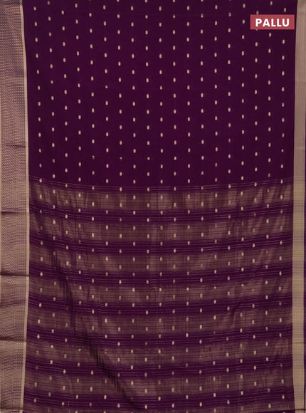 Semi mysore silk saree purple with allover zari woven buttas and zari woven border