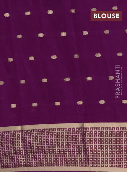 Semi mysore silk saree purple with allover zari woven buttas and zari woven border