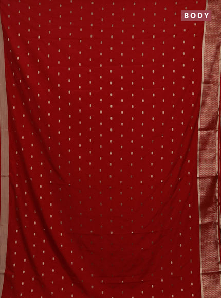 Semi mysore silk saree red with allover zari woven buttas and zari woven border
