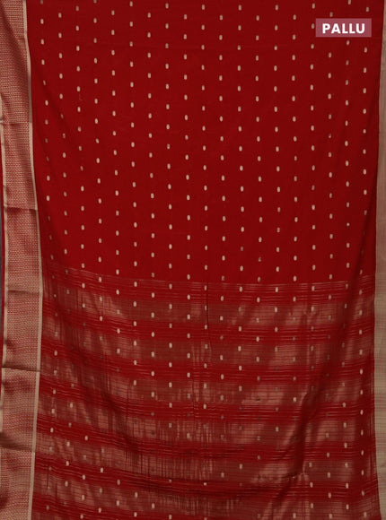 Semi mysore silk saree red with allover zari woven buttas and zari woven border