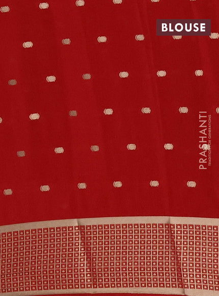 Semi mysore silk saree red with allover zari woven buttas and zari woven border