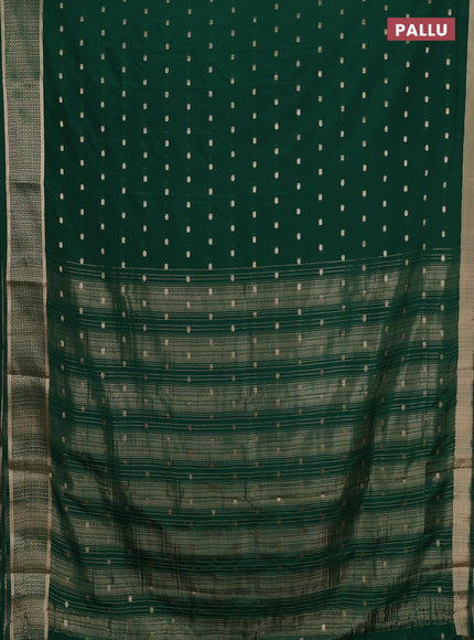 Semi mysore silk saree green with allover zari woven buttas and zari woven border