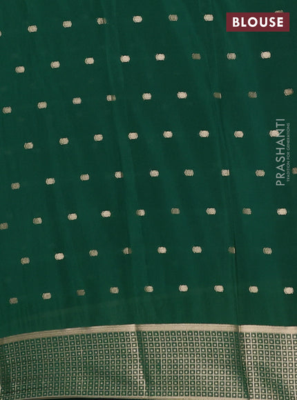 Semi mysore silk saree green with allover zari woven buttas and zari woven border