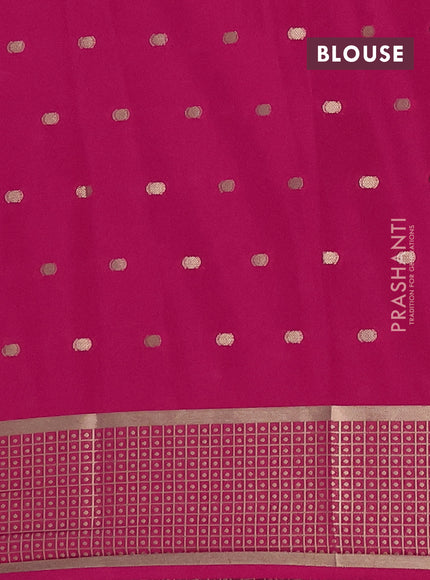 Semi mysore silk saree pink with allover zari woven buttas and zari woven border