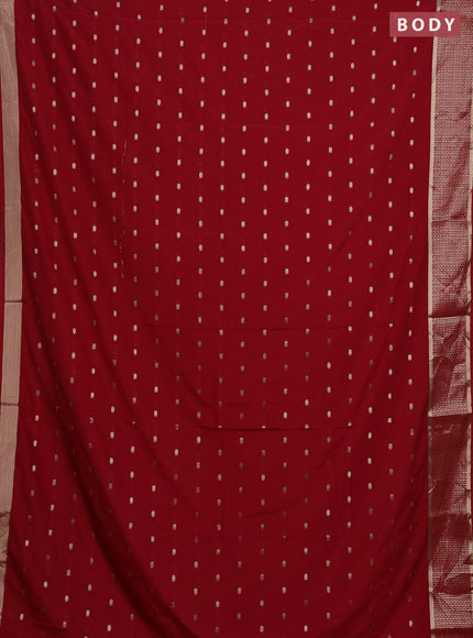 Semi mysore silk saree maroon with allover zari woven buttas and zari woven border