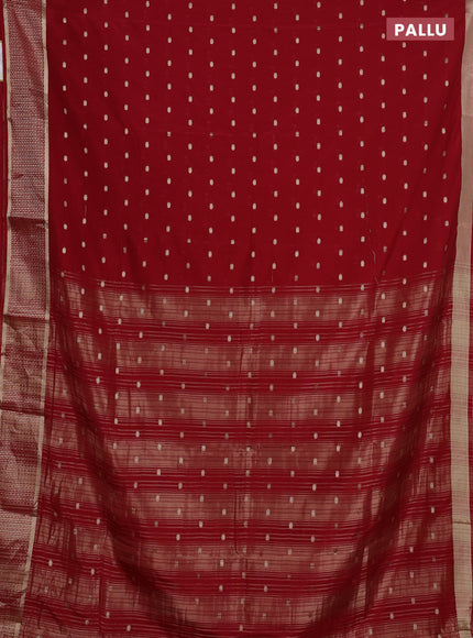 Semi mysore silk saree maroon with allover zari woven buttas and zari woven border