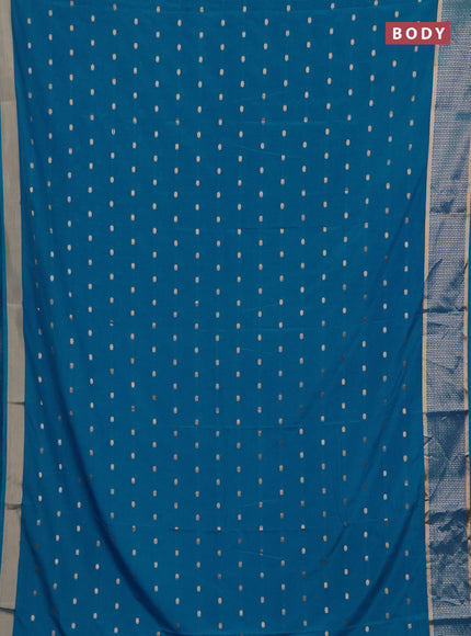 Semi mysore silk saree cs blue with allover zari woven buttas and zari woven border