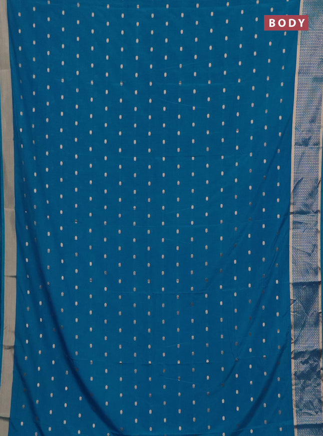 Semi mysore silk saree cs blue with allover zari woven buttas and zari woven border