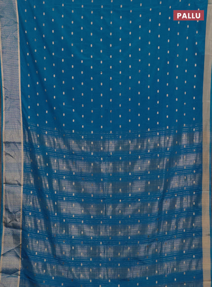 Semi mysore silk saree cs blue with allover zari woven buttas and zari woven border