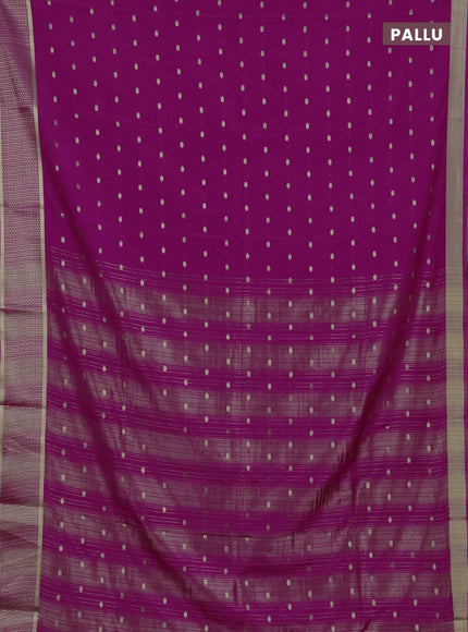 Semi mysore silk saree rani pink with allover zari woven buttas and zari woven border