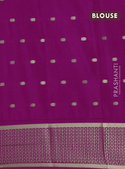 Semi mysore silk saree rani pink with allover zari woven buttas and zari woven border
