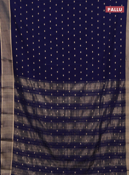 Semi mysore silk saree navy blue with allover zari woven buttas and zari woven border