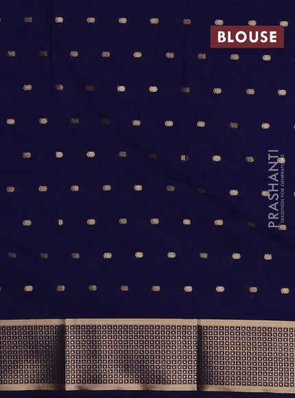 Semi mysore silk saree navy blue with allover zari woven buttas and zari woven border