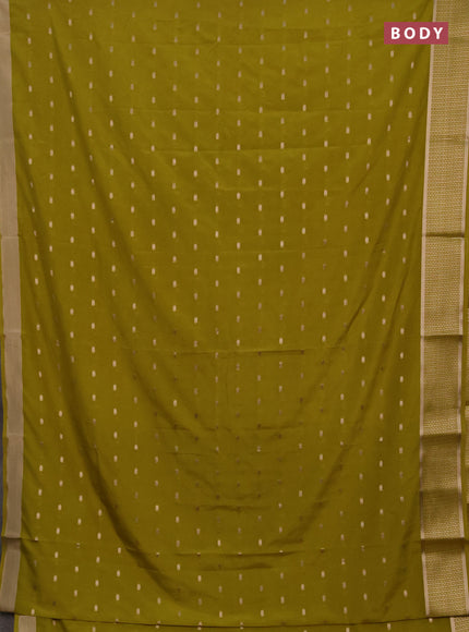 Semi mysore silk saree lime green with allover zari woven buttas and zari woven border