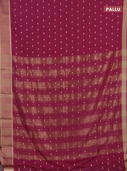Semi mysore silk saree mauve pink with allover zari woven buttas and zari woven border