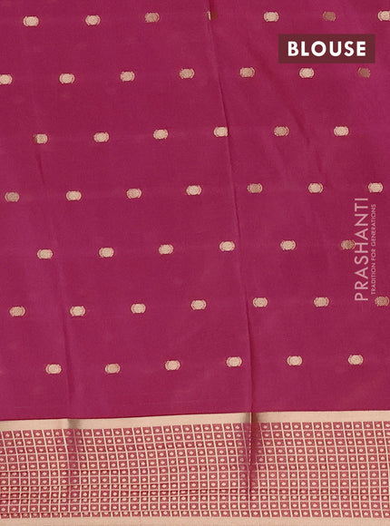 Semi mysore silk saree mauve pink with allover zari woven buttas and zari woven border