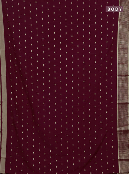 Semi mysore silk saree deep maroon with allover zari woven buttas and zari woven border