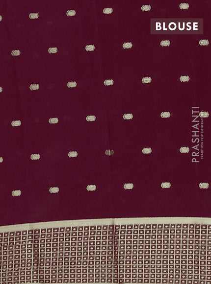 Semi mysore silk saree deep maroon with allover zari woven buttas and zari woven border