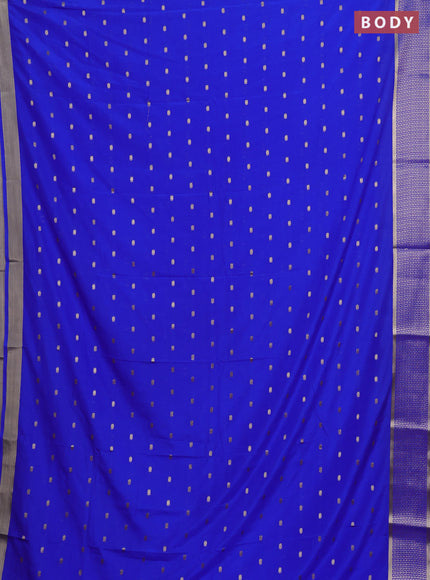 Semi mysore silk saree royal blue with allover zari woven buttas and zari woven border