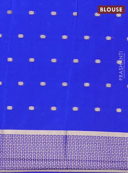 Semi mysore silk saree royal blue with allover zari woven buttas and zari woven border