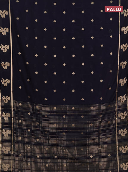 Semi mysore silk saree deep jamun with zari woven buttas and rettapet zari woven butta border