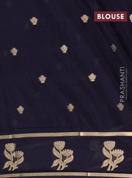 Semi mysore silk saree deep jamun with zari woven buttas and rettapet zari woven butta border