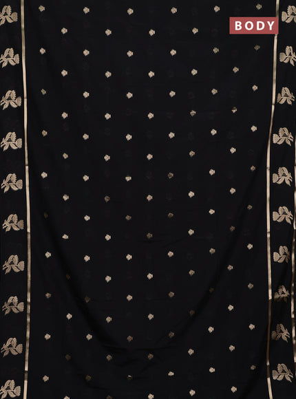 Semi mysore silk saree black with zari woven buttas and rettapet zari woven butta border