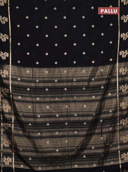 Semi mysore silk saree black with zari woven buttas and rettapet zari woven butta border