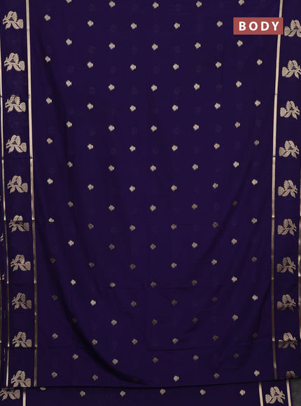Semi mysore silk saree deep violet with zari woven buttas and rettapet zari woven butta border