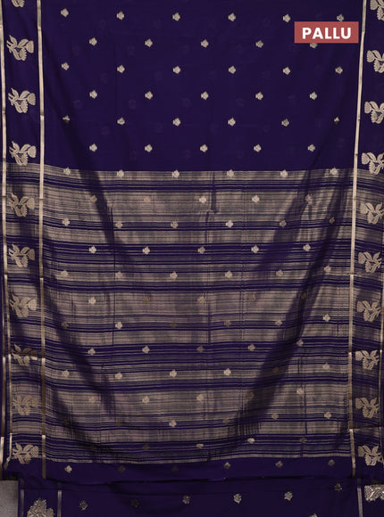 Semi mysore silk saree deep violet with zari woven buttas and rettapet zari woven butta border