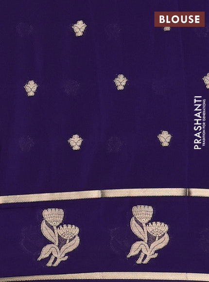Semi mysore silk saree deep violet with zari woven buttas and rettapet zari woven butta border