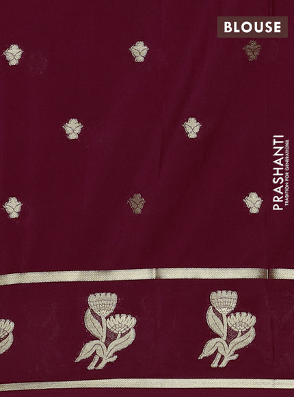 Semi mysore silk saree deep maroon with zari woven buttas and rettapet zari woven butta border