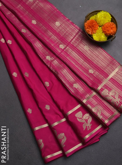 Semi mysore silk saree pink with zari woven buttas and rettapet zari woven butta border