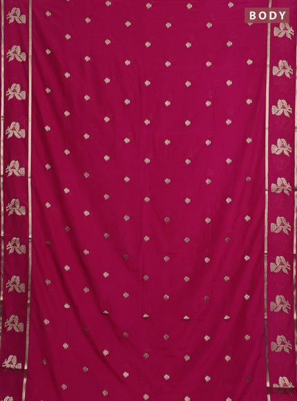 Semi mysore silk saree pink with zari woven buttas and rettapet zari woven butta border