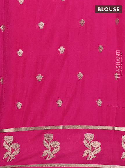 Semi mysore silk saree pink with zari woven buttas and rettapet zari woven butta border