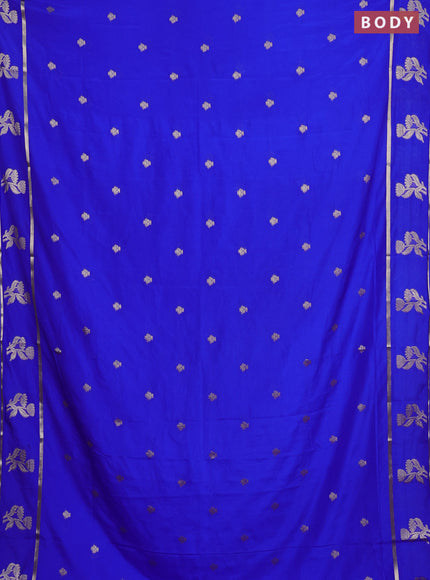 Semi mysore silk saree royal blue with zari woven buttas and rettapet zari woven butta border