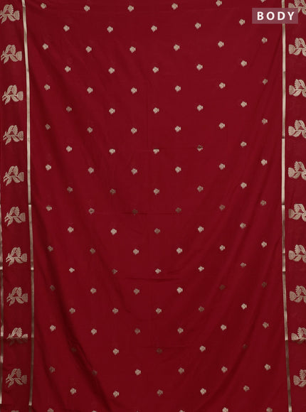Semi mysore silk saree red with zari woven buttas and rettapet zari woven butta border