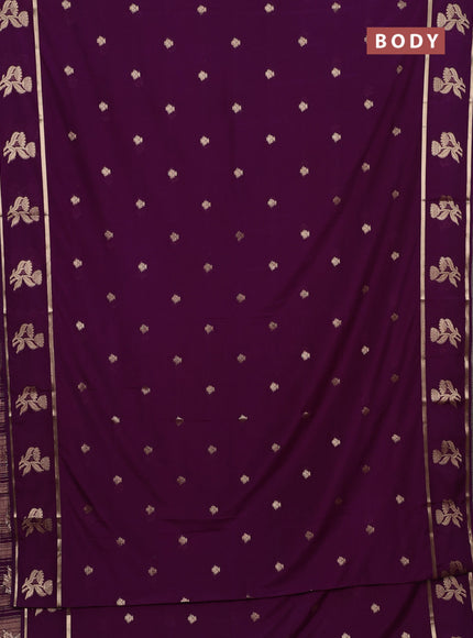 Semi mysore silk saree purple with zari woven buttas and rettapet zari woven butta border