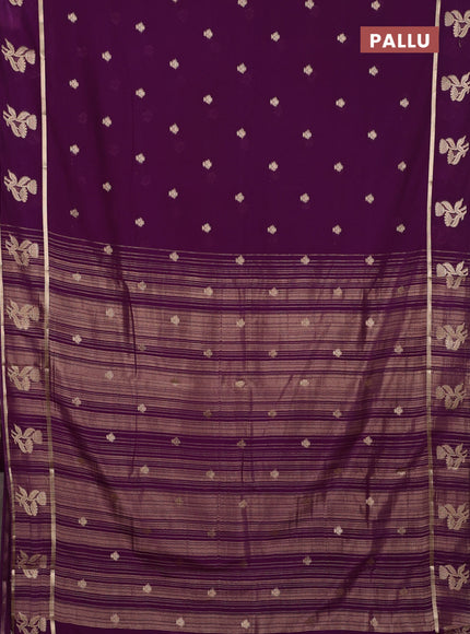 Semi mysore silk saree purple with zari woven buttas and rettapet zari woven butta border