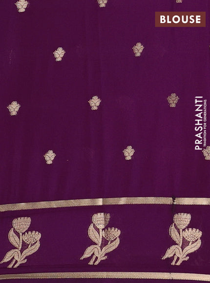 Semi mysore silk saree purple with zari woven buttas and rettapet zari woven butta border