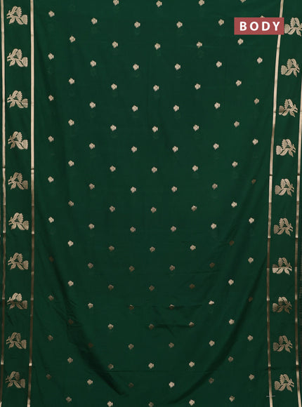 Semi mysore silk saree green with zari woven buttas and rettapet zari woven butta border